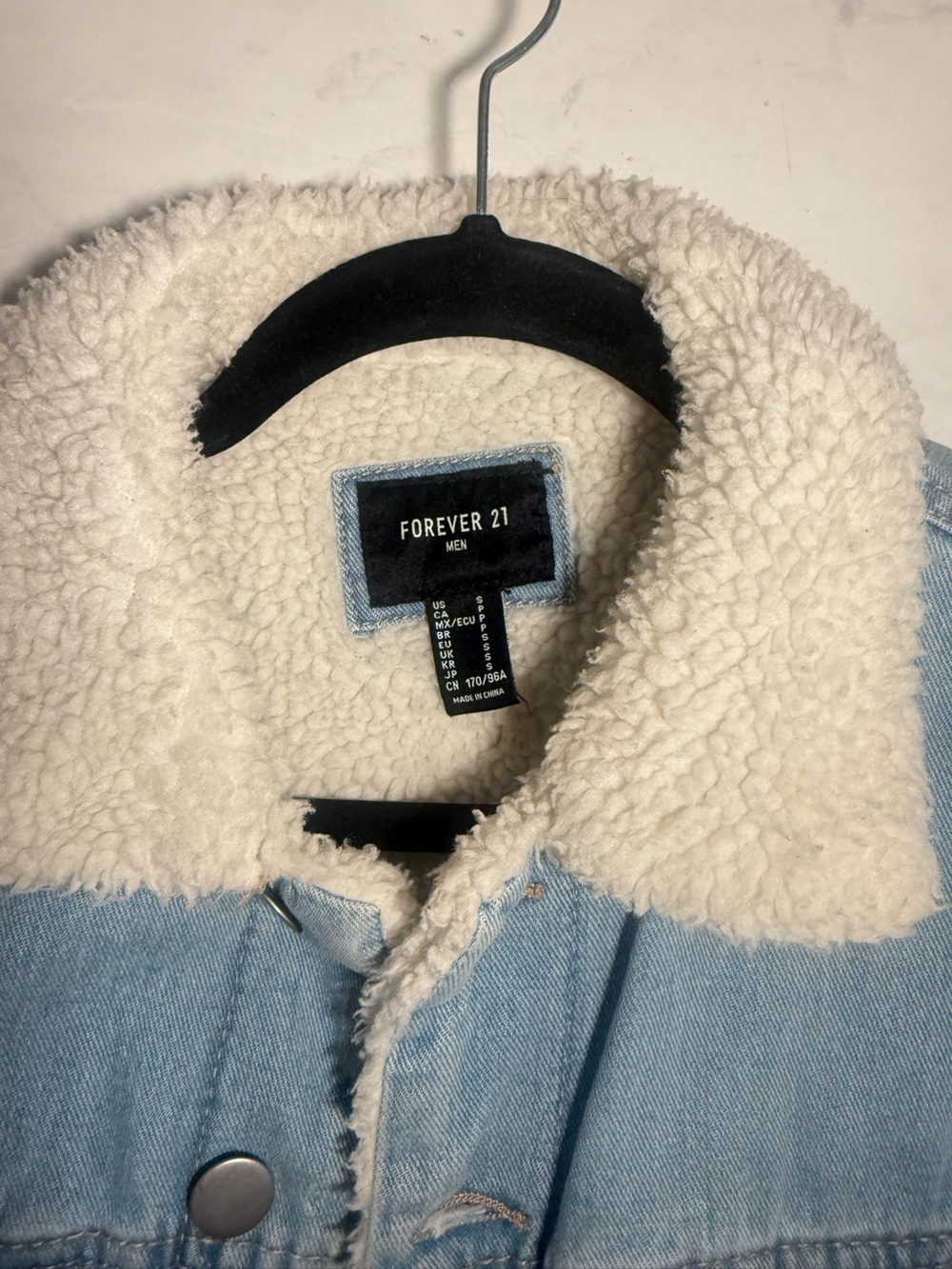 Forever 21 Light Blue Denim Sherpa Jacket - Picture 2 of 3